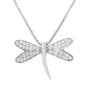 Dragonfly Pendant Necklace Silver