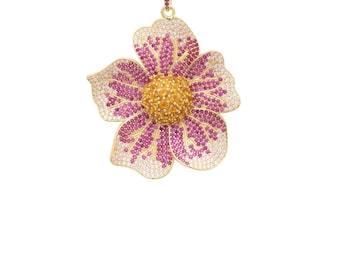 Roze ketting viooltje bloem goud
