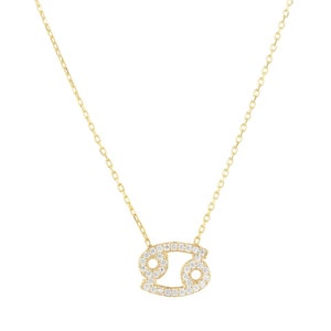 Collana con ciondolo a forma di segno zodiacale Latelita in argento sterling 925 da donna in oro (Cancro) - Lunghezza regolabile: 40 cm o 45 cm