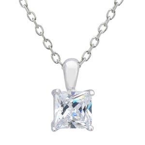Ever After Solitaire Anhänger Halskette von Latelita in 925 Sterling Silber für Damen - 0,5 x 0,5 cm/ 39-42 cm Verstellbare Kette