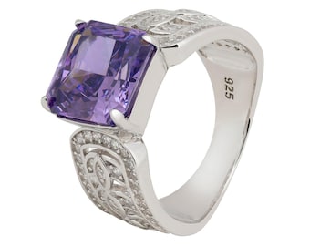 Anillo de cóctel de amatista para mujer de Latelita en plata - Talla M (Talla 6 de EE. UU.)