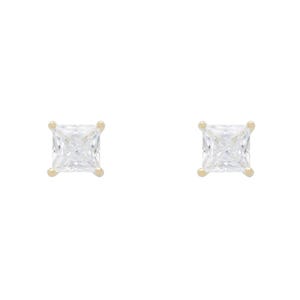 Orecchini a bottone solitario Latelita a taglio quadrato con moissanite in oro 18 carati per donna