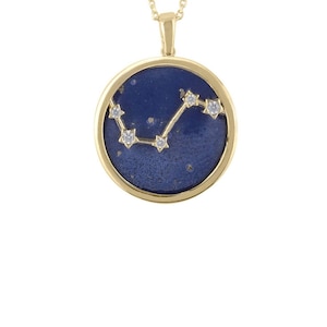 Zodiac lapis lazuli edelsteen ster sterrenbeeld hanger ketting goud ram