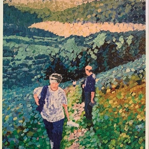 Wandern in den Seen, meine vergeigte Jugend - A4 Porträt Druck meiner original Zeichnung auf stabiler Karte. Impressionistischer Stil