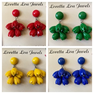 Vintage inspired earrings 40's 50's style, flowers, different colors