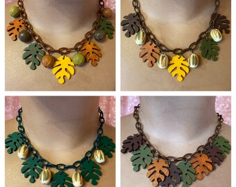 Vintage inspired necklace, autumn leaves 50s style