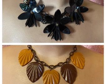 Vintage inspired necklace, 40s 50s Bakelite Lucite style, Fakelite