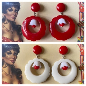 Vintage inspired earrings, 40s/50s style, Bakelite style, Hoops