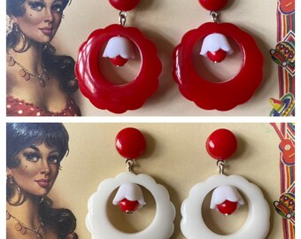 Vintage inspired earrings, 40s/50s style, Bakelite style, Hoops