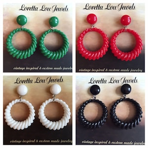 Vintage inspirierte Ohrringe, Hoops, 40er 50er Jahre Stil, Bakelite / Lucite Stil