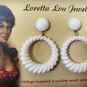 Vintage inspired earrings 40s/50s style, Bakelite/Lucite style, White
