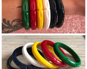 Vintage inspired bangles, 40s 50s style, carved type, bakelite style