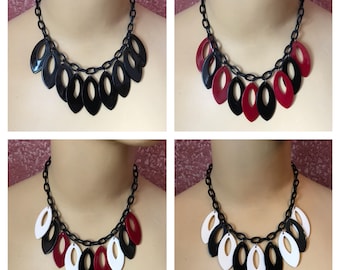 Vintage inspired necklace with pendants, 40s 50s style, celluloid style