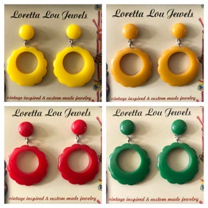 Vintage inspired earrings 40s 50s Bakelite / Lucite style hoops