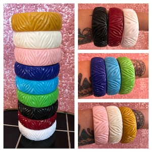 Vintage inspired bangles in 40s, 50s style, Bakelite style, large size