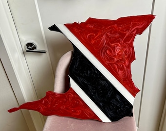 Trinidad and Tobago Flag Wall Art – Handmade Wood and Resin Caribbean Home Decor Gift
