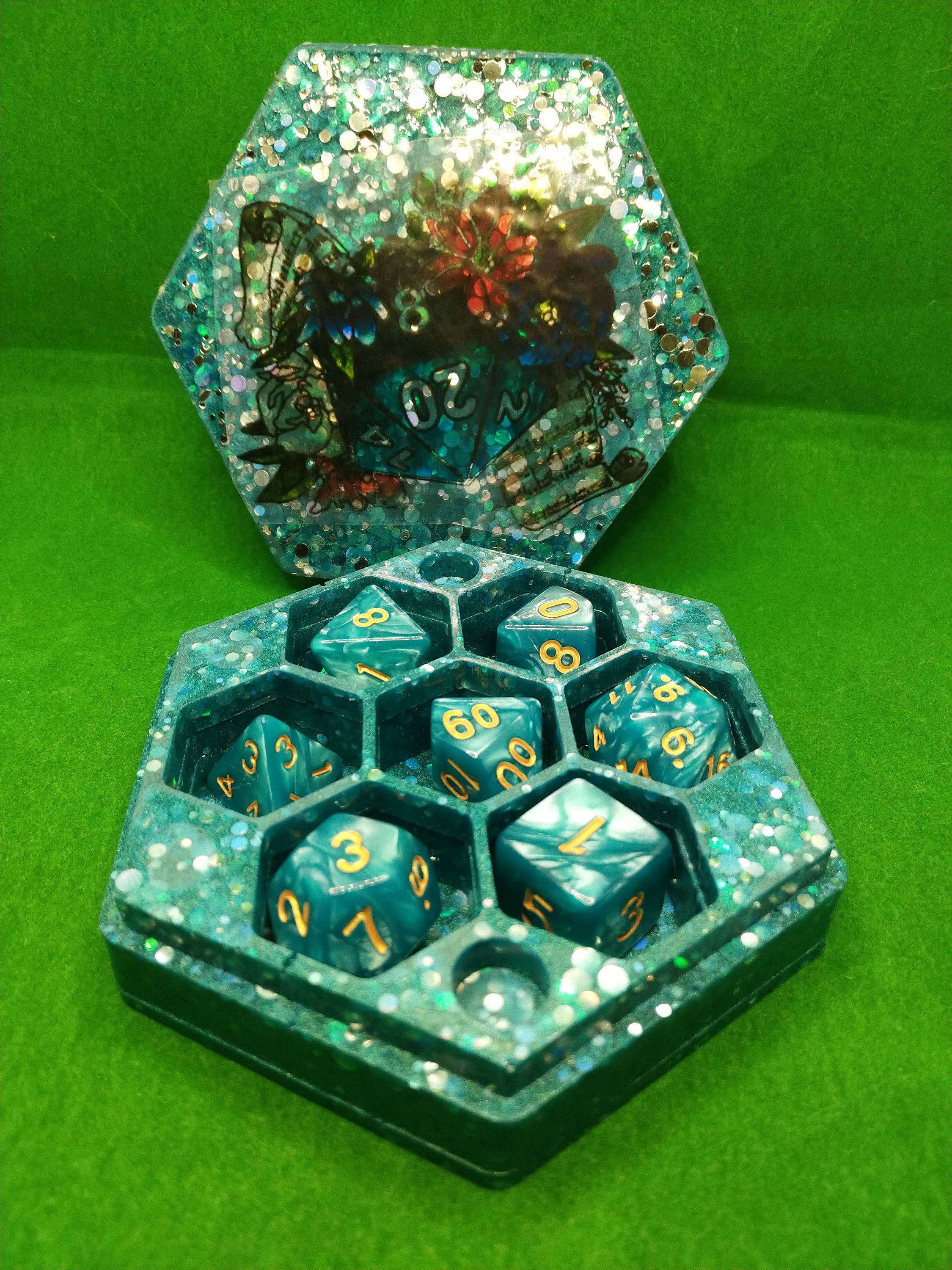 DND Dice with Custom Dice Box Set full set Etsy