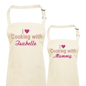 Personalised Matching Mother and Daughter Aprons, Embroidered Apron, gift for Mothers Day image 3