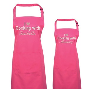 Personalised Matching Mother and Daughter Aprons, Embroidered Apron, gift for Mothers Day image 2