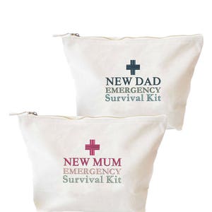 1 trousse de survie pour les nouveaux parents, sac pour nouveau père, sac pour nouvelle maman, prêt à être rempli d'articles essentiels pour survivre et devenir un cadeau amusant pour les parents, sac vide