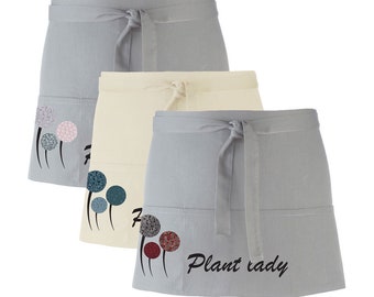 Plant Lady Apron, 3 Pocket Apron, Half Apron, Florist Apron, Gardening Apron, Garden Wear,  Gardener's Apron, Plant Lady SHORT APRON