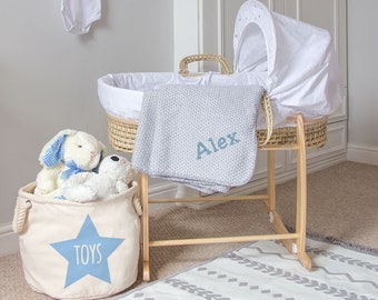 Nursery Storage Basket with BLUE STAR, Nursery Basket, Nursery Storage Bin, Kid's Toys Box for Boy, Toy Bin Children's Bedroom Organiser