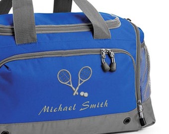 Gepersonaliseerde geborduurde tennistas Holdall, tenniscadeau, tennisspeler, geborduurde sporttas, sporttas, activiteit holdall