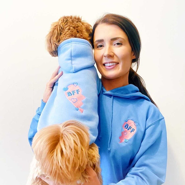 BFF Embroidered Dog & Human Matching Hoodies, Best Friend Dog Hoodie, My Dog is My Bestie, Best Friend Gift, Dog Lover Gift, Loungewear