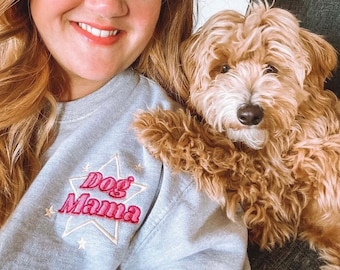 Dog Mama Star Embroidered Sweatshirt, T-Shirt, Dog Mum Jumper, Dog Mom, Dog Lover Sweatshirt, Dog Parent, Loungewear