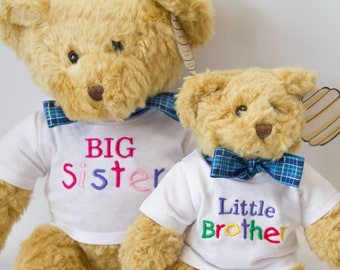Big Sister Brother Little Sister Brother Passende Teddybären mit T-Shirt Tops STOFFZIMMER