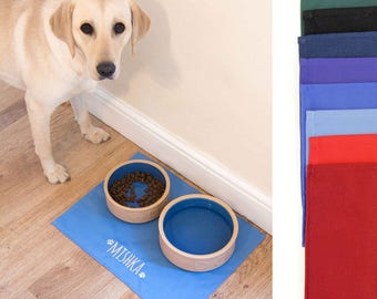 Personalised Dog Feeding Mat with EMBROIDERED name, Dog Placemat, Pet Placemat for Dog Food Bowl,  Mat Placemat 8 COLOURS