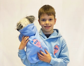 BFF geborduurde hond & Kid's bijpassende hoodies, beste vriend hond hoodie, mijn hond is mijn bestie, kinder beste vriend cadeau, hondenliefhebber cadeau