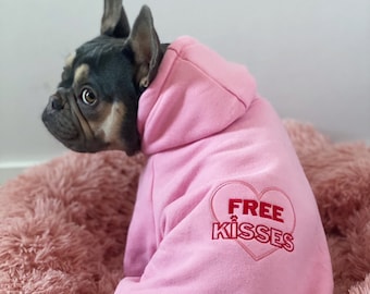 Free Kisses Embroidered Dog Hoodie, I Woof You Dog Sweatshirt, Dog Lover Gift, Dog Mama Pet Gift, Dog Sweater, Dog clothes, Dog Valentine's