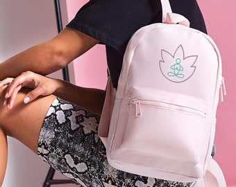 Embroidered Mini Yoga Backpack, Pilates Backpack, Athletic Gym Bag, Sport Bag, Lotus Flower, Yoga Pose, Namaste, Gift for Her, Birthday Gift