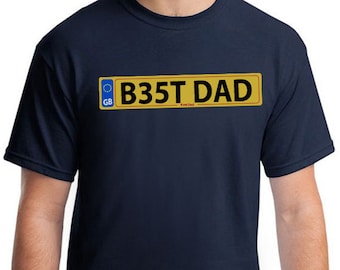 Imprimé Best Dad T-shirt, Idée cadeau de la fête des Pères, Plaque d’immatriculation, Marine