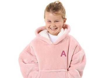 Personalisierte übergroße flauschige Kinder Hoodie, Decke Hoodie, Kinder Kapuzendecke, bestickter Hoodie, gemütliche Decke, Shearling