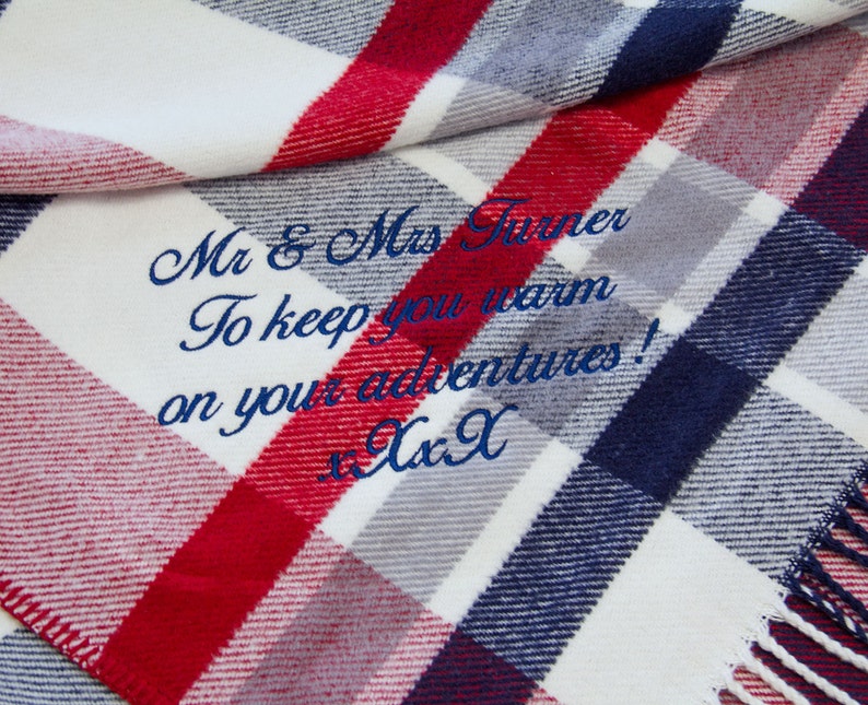 Personalised Blanket Adult, Cotton Anniversary Gift, Cotton Blanket, Housewarming Gift, PERSONALISED with Names or Message, Retirement Gift image 3