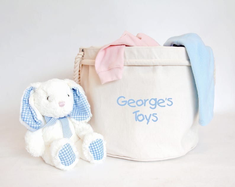 Personalised CHILDREN'S Toy Basket NURSERY, Kid's Toys Storage Bag, Toy Bin, Children's Bedroom Organiser, Bedroom Storage image 2