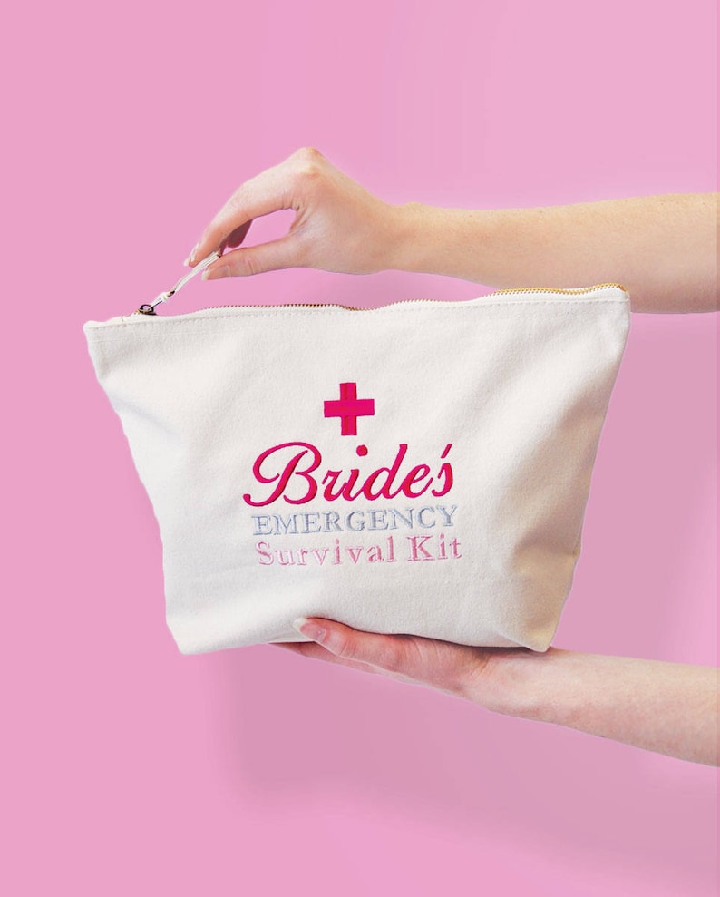 Bride's Survival Kit Bag, Ready to be filled with Wedding Day Essentials, Brides Wedding Gift, Funny Bride Gift image 1
