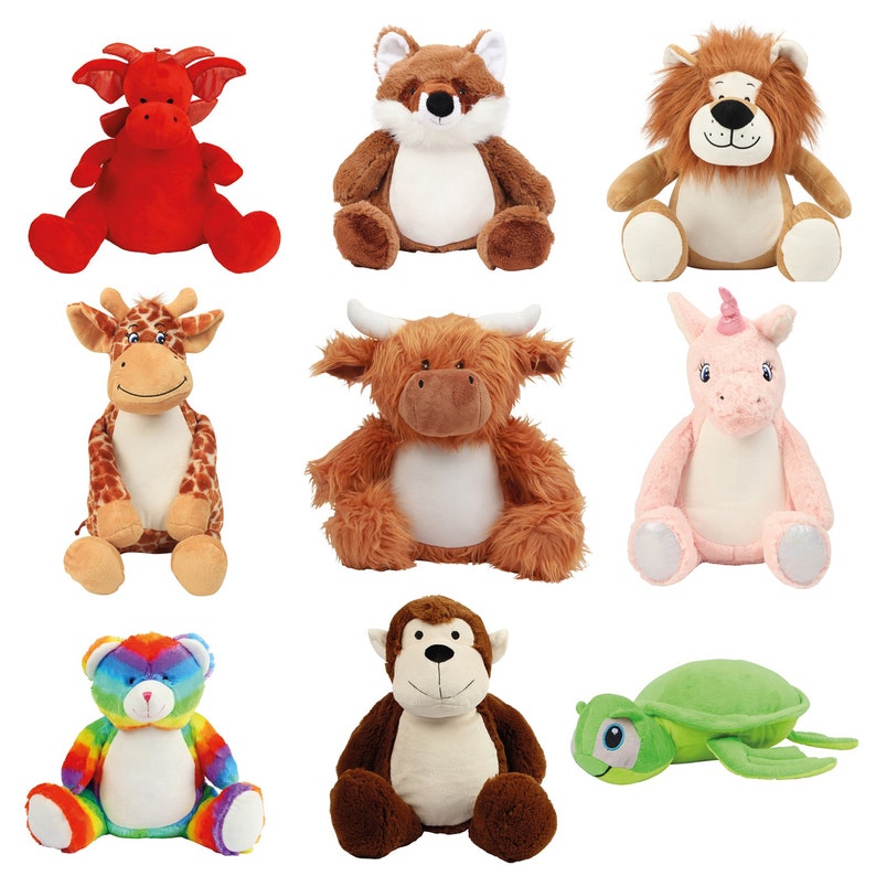 Personalised Teddies, Large Zippie Bear Dog Owl Bunny Dinosaur Reindeer Soft Toy, Personalized Bears, Personalized Stuffed Animal ANY TEXT image 2