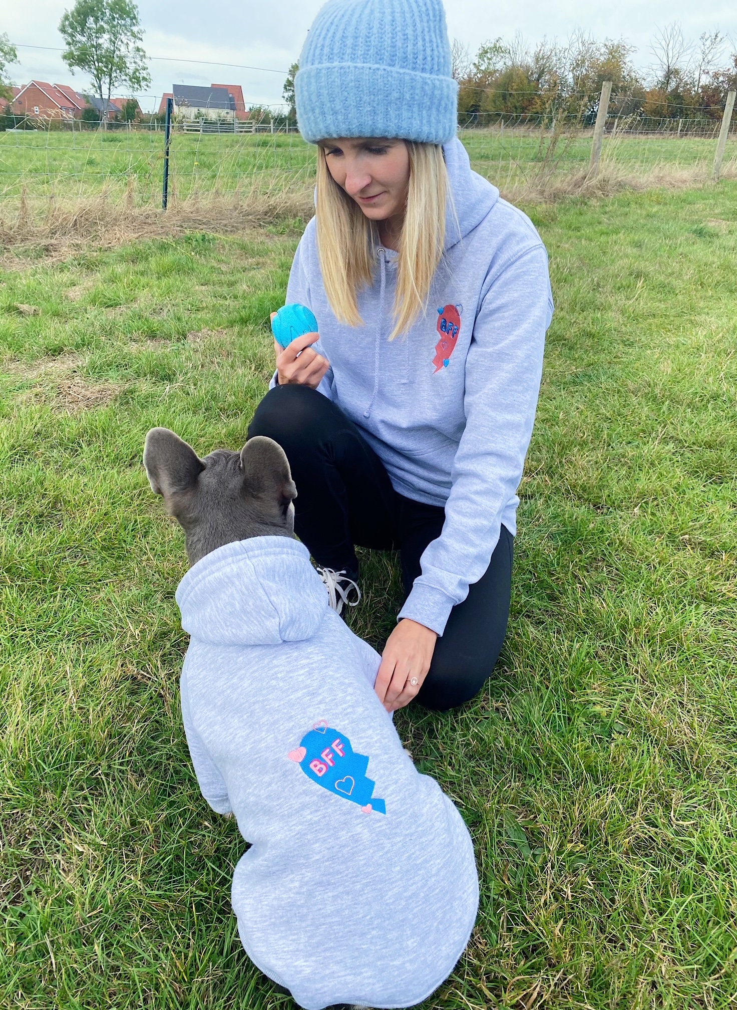1 BFF Embroidered Dog & Human Matching Hoodies, Best Friend Dog Hoodie, My Dog is My Bestie, Best Friend Gift, Dog Lover Gift, Loungewear