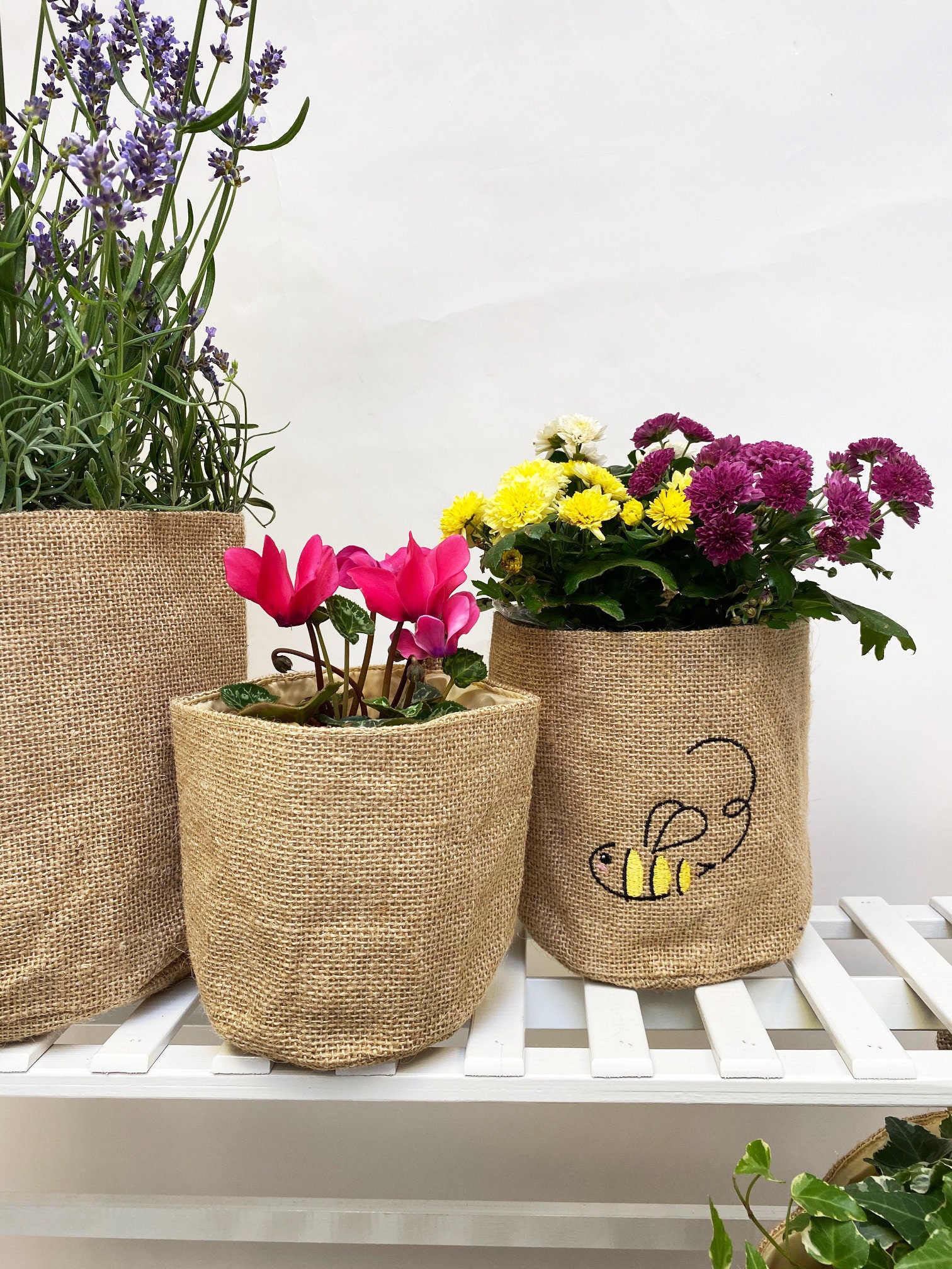 Hessian Plant Pot Cover Hessian Planter Personalised Plant Etsy UK