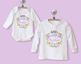 Mother's Day Baby Outfit LONG SLEEVE T-shirt top or babygrow, Mother's Day Gift from New Baby, Happy Mother's Day