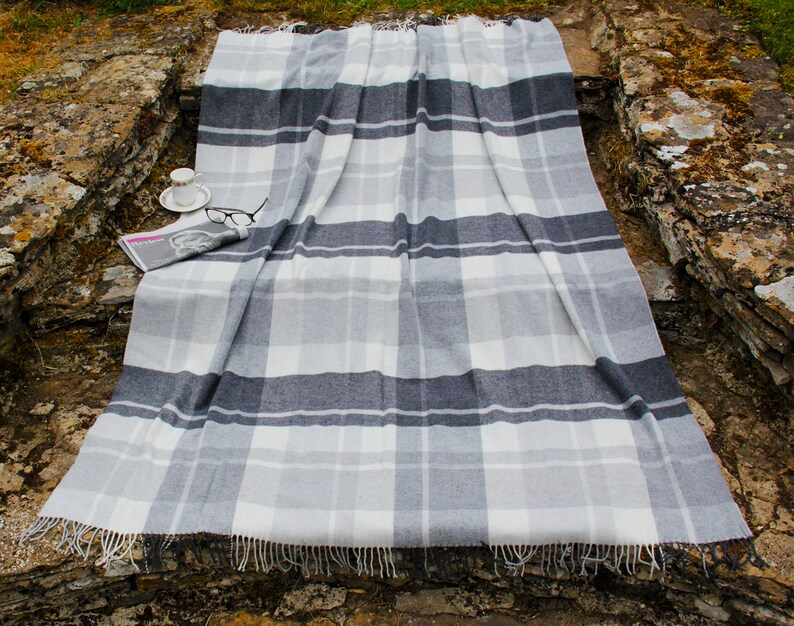 Grey Dark Grey & Off White Personalised Blanket With Etsy