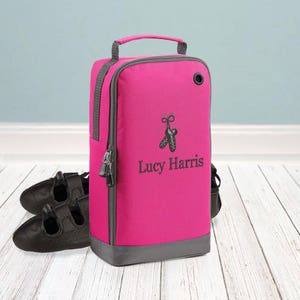 Gepersonaliseerde Ierse dansschoenentas, perfect voor het dragen van Ierse schoenen, ROZE/zwart/marineblauw