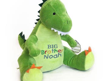 Personalised Dinosaur Soft Toy, Birthday gift for Boy Children, Dino Teddy, ANY TEXT, Personalised cuddly toy, t rex toy, dino plush