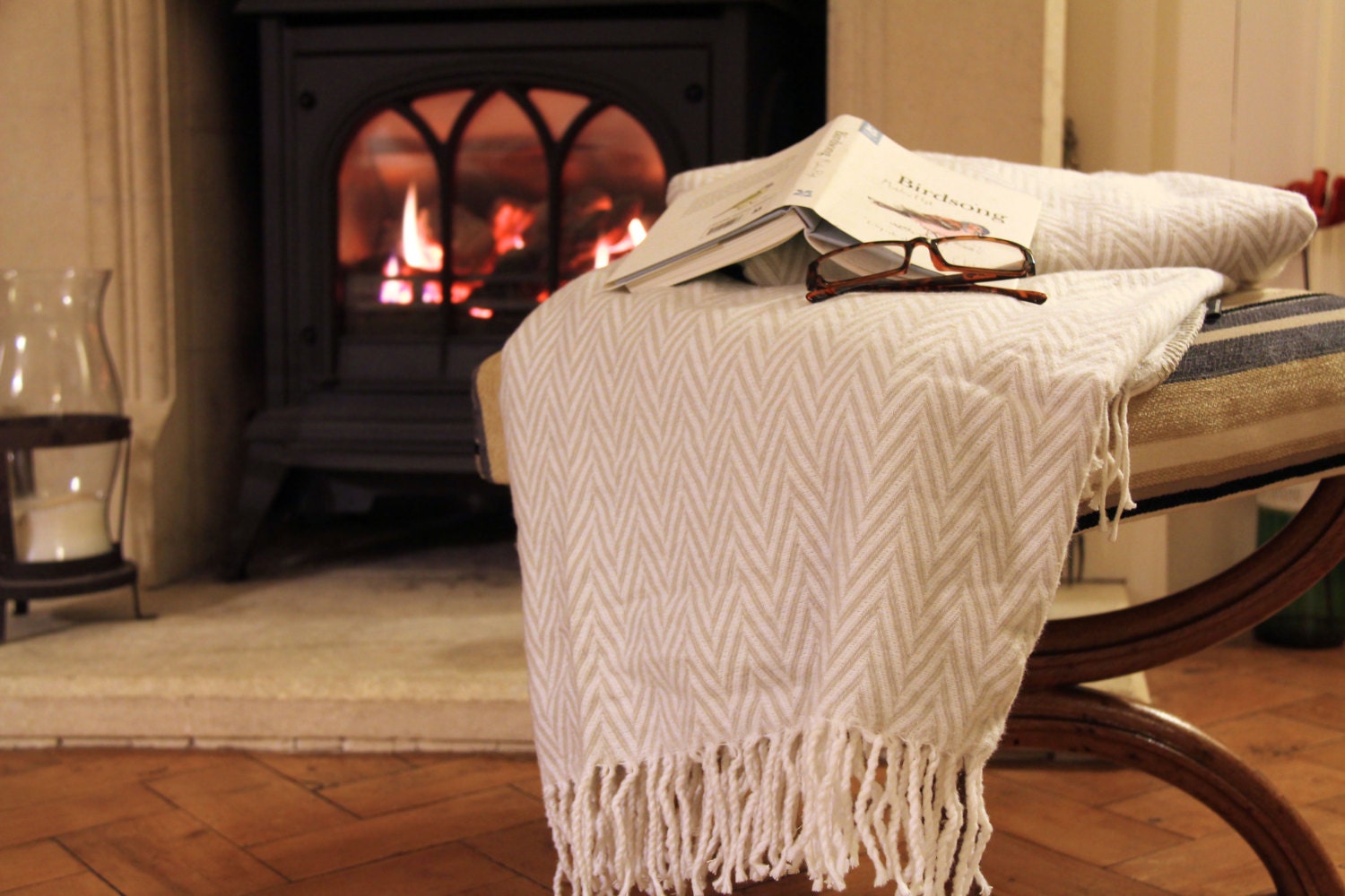 Cadeau de Couverture en Coton à Chevrons Personnalisé Anniversaire, 50E Anniversaire Or/2E Cadeau Ma