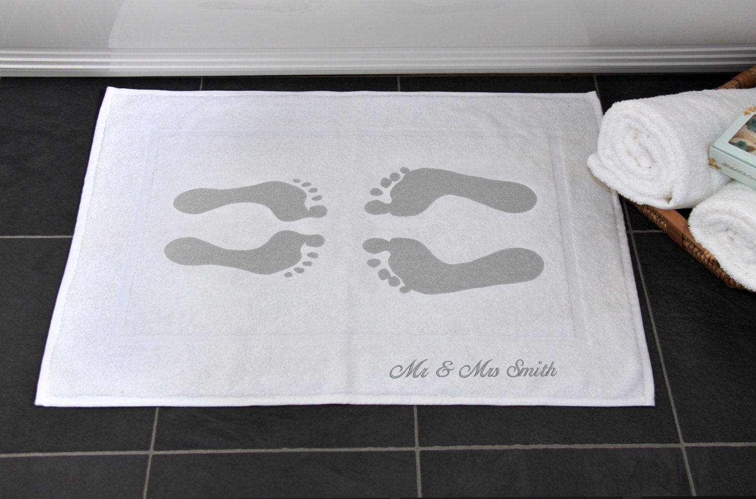 Personalised Wedding Gift Bath Mat Cotton 2nd Anniversary Etsy