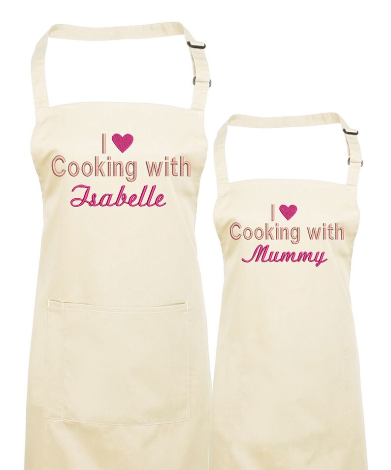 Personalised Matching Mother and Daughter Aprons, Embroidered Apron, gift for Mothers Day image 3