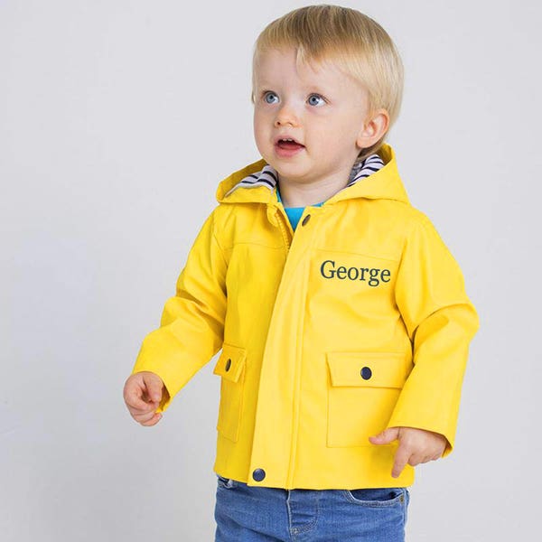 Imperméable personnalisé pour bébé, veste de pluie bébé, veste jaune bébé, veste de pluie bébé personnalisée, veste bébé garçon, veste bébé fille